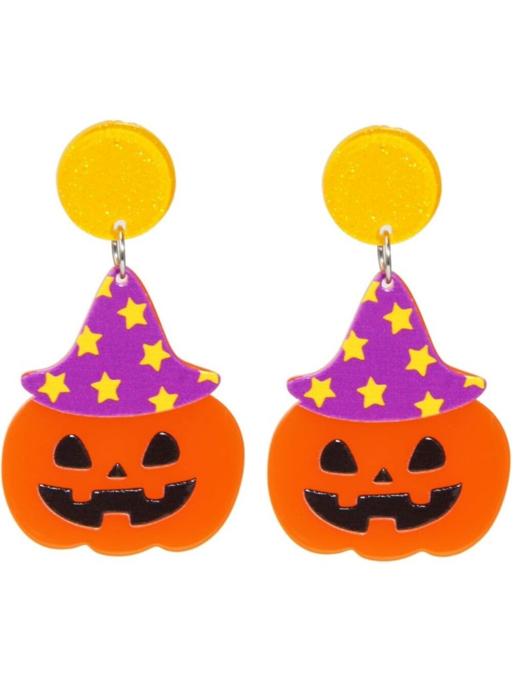 Women's Orange Purple Drop Dangle Pumpkin Halloween Jewelry Crystal Earrings